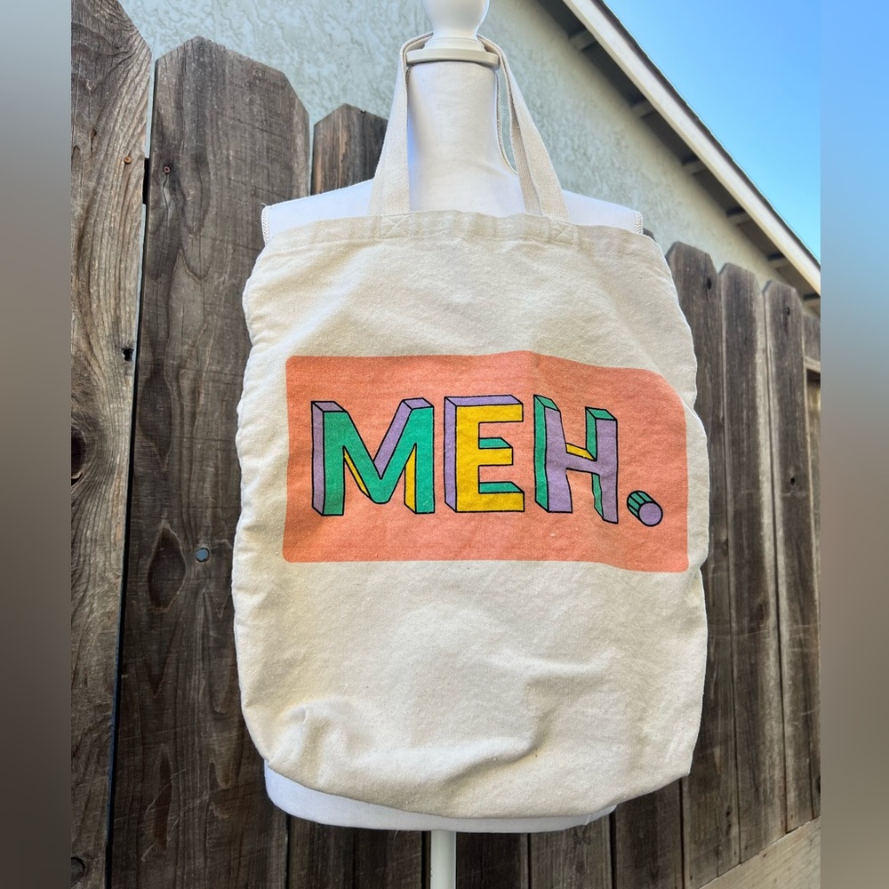 Canvas Tote Bag with 'MEH' Design